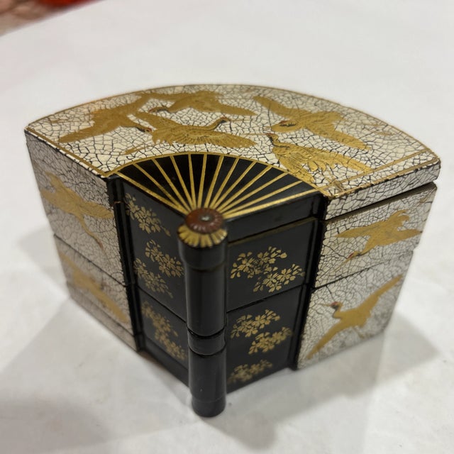 Paint Antique Japanese Fan Box For Sale - Image 7 of 7