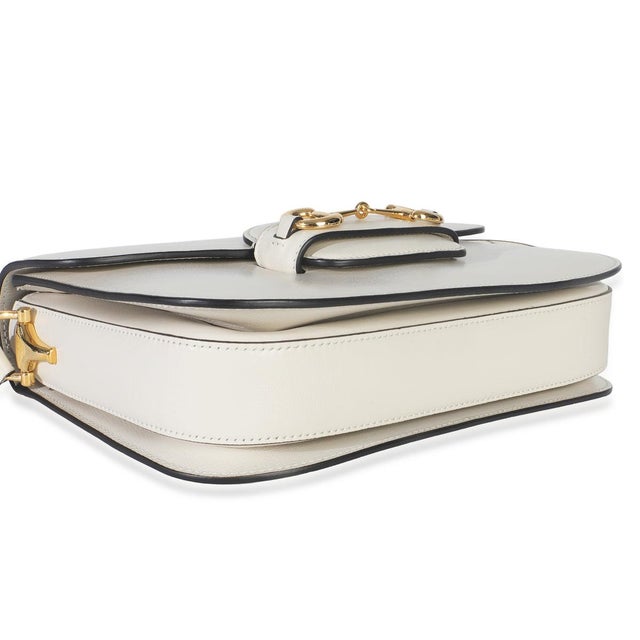 Animal Skin Mystic White Azalea Calfskin Horsebit Small 1955 Shoulder Bag For Sale - Image 7 of 9
