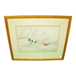 Mid 19th Century "Huntsman W/ Two Game Dogs Pheasant Shooting" Drawing W/ Watercolour by Henry Alken For Sale
