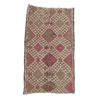 Embroidered Vintage Kilim Rug- 2′8″ × 4′7″ For Sale