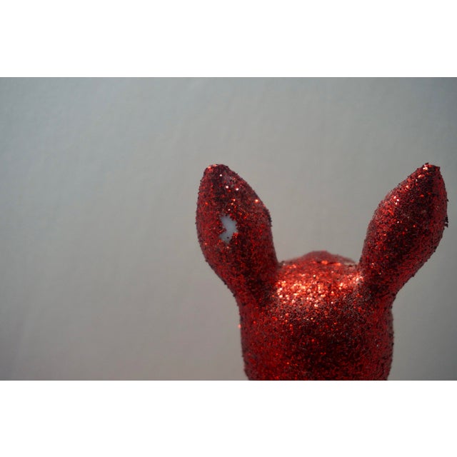 Mid-Century Modern 1970s Inscha Deko Handwerk Red Glitter Deer Figurines - Set of 2 For Sale - Image 3 of 5