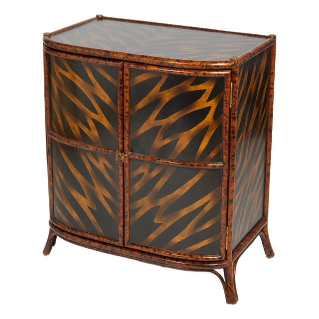Maitland-Smith Vintage Two Door Faux Bamboo and Lacquer Cabinet For Sale