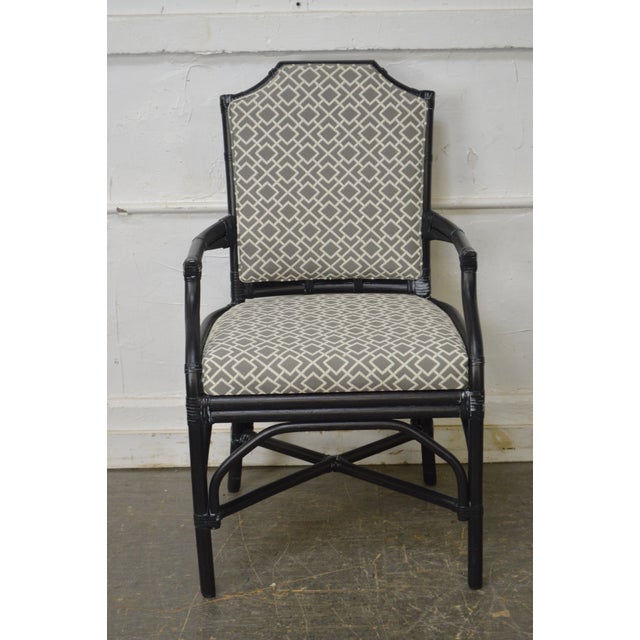 Palecek Pavilion Custom Upholstered Pole Rattan Dining Chairs Set of