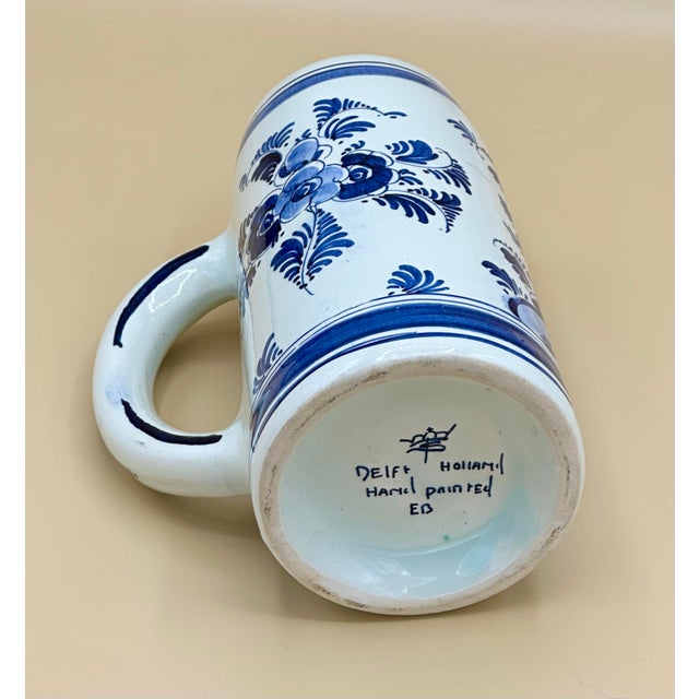 Mid 20th Century Hand-Painted Dutch Delft Blue & White Stein / Tankard For Sale - Image 9 of 11