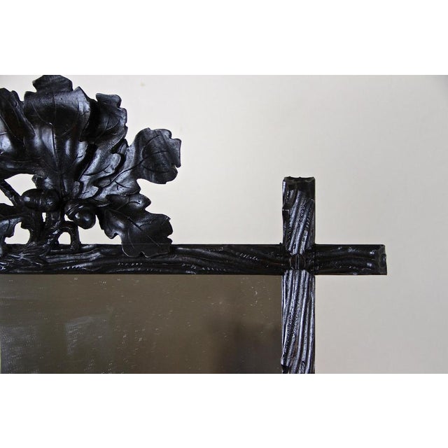 Glass Black Forest Mirror with Oak Leaf Carvings, Austria, 1870s For Sale - Image 7 of 18