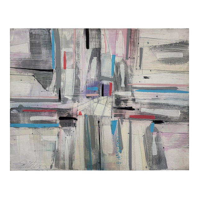Over-Scale Signed 1980s Modern Abstract Painting on Canvas For Sale