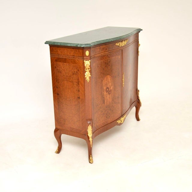 Antique French Burr Walnut Cabinet with Marble Top, 1930s For Sale - Image 4 of 11