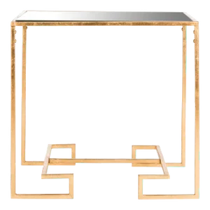 Greek Key Accent Table in Antique Gold