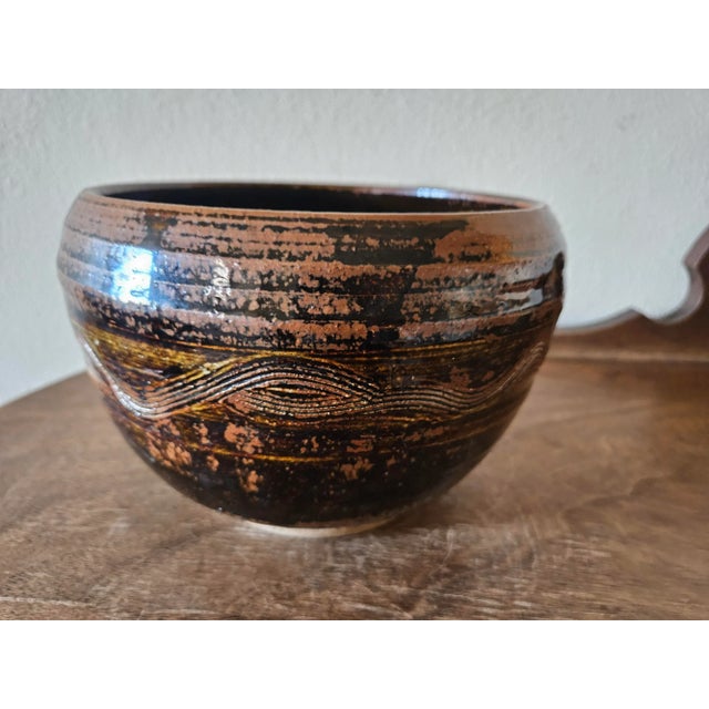 Late 20th Century Late 20th Century Rustic Studio Pottery Bowl For Sale - Image 5 of 12