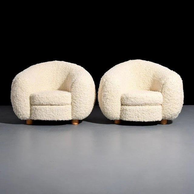 2020s Custom Polar Bear Lounge Chair in the Manner of Jean Royère | Ivory Teddy Bouclé For Sale - Image 5 of 5