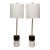 Contemporary Black & White Stone Table Lamps With Brass Finish Fittings a Pair For Sale
