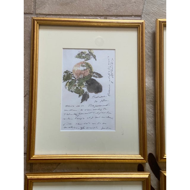 Vintage collection of nine framed prints after Édouard Manet’s illustrated aquarelle letters, inspired by the intimate...