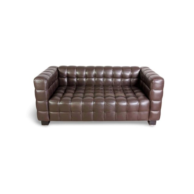 Brown Leather Sofa by Josef Hoffmann for Wittmann Kubus For Sale - Image 10 of 10
