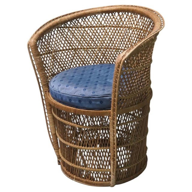 Brown French Tiki Style Woven Bamboo Tub Chair, 1960s For Sale - Image 8 of 8