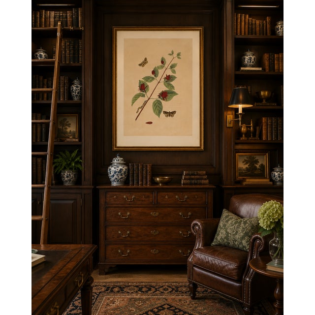 Antique Botanical Study With Moths, 1797 Vintage Art Print Reproduction, 24" X 36" For Sale - Image 11 of 13
