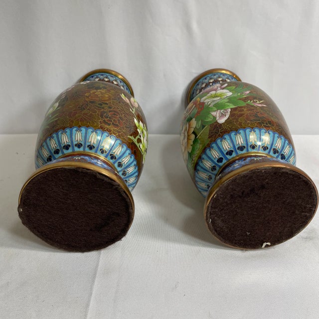 Pair of Late 20th Century Chinese Cloisonne Vases For Sale - Image 10 of 10