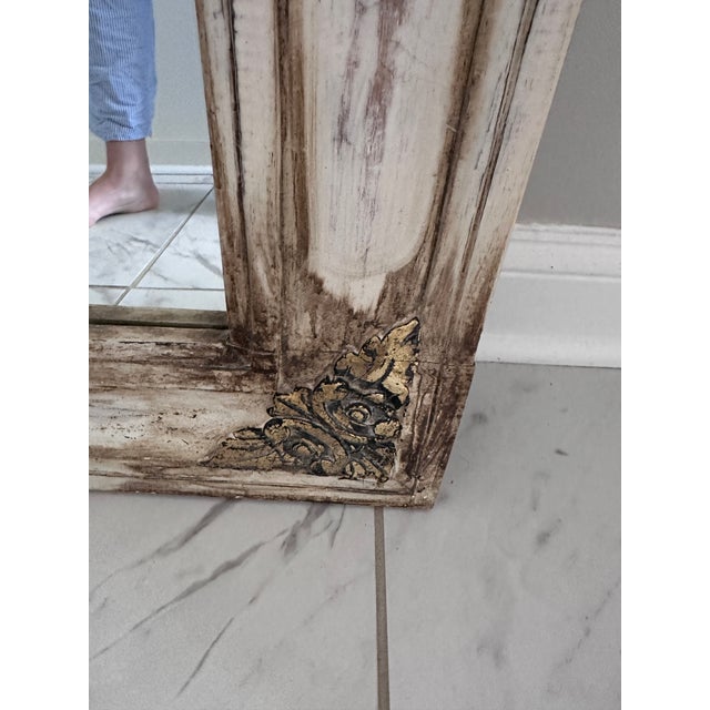 Distressed Trumeau Mirror With Shell Motif For Sale - Image 9 of 11