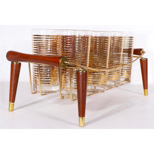 Colony Glass Mid 20th Century Hollywood Regency Gold Band Drink Set by Colony Glass - 9pcs For Sale - Image 4 of 13