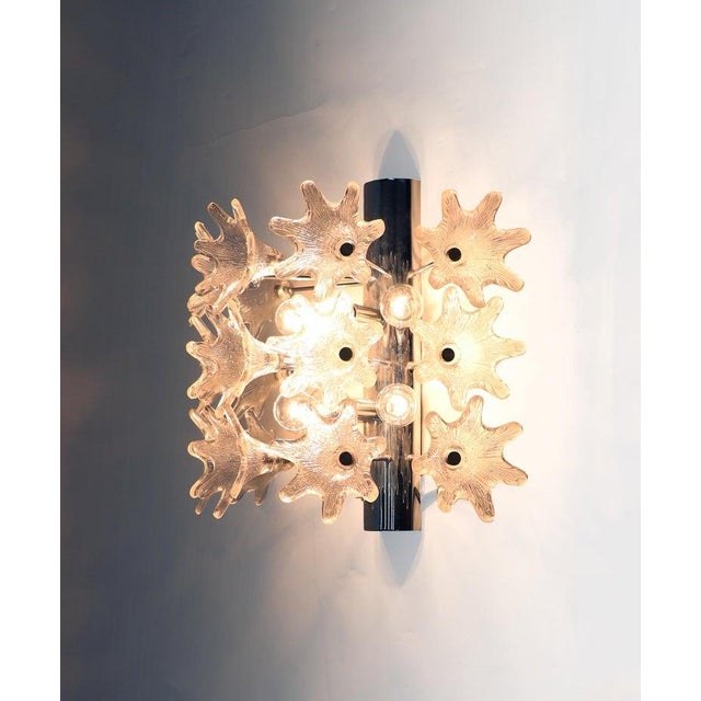 Large Italian Chrome and Murano Glass Sputnik Flower Sconce by Paolo Venini for VeArt, 1960s For Sale - Image 7 of 8