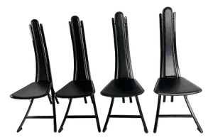 Vintage Steel and Leather Chairs by Recanatini, 1980s, Set of 4