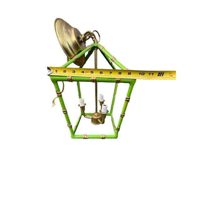 Wood Dana Gibson Bamboo Lantern in Green (Small) For Sale - Image 7 of 10