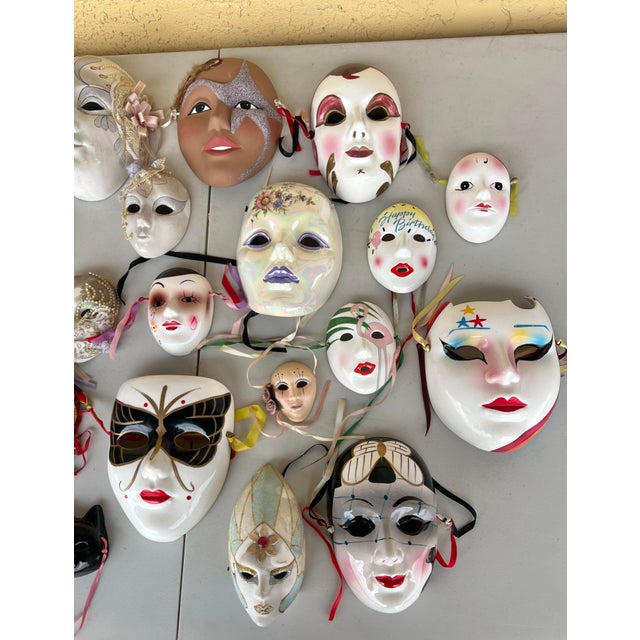 Vintage Mardi Gras Style Face Mask Wall Art Collection of 35 For Sale - Image 4 of 11