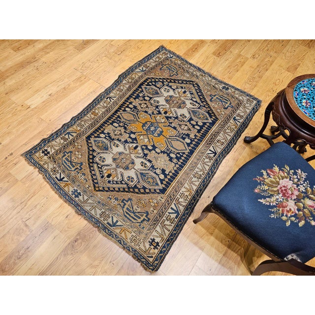 Antique Caucasian Shirvan Area Rug, Hand-Woven Wool, Medallion Design, 3' x 5' For Sale In Chicago - Image 6 of 18