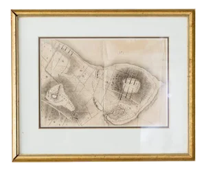 Mid 19th Century "Bunker Hill No. 1 Map" Reproduction Print, Framed