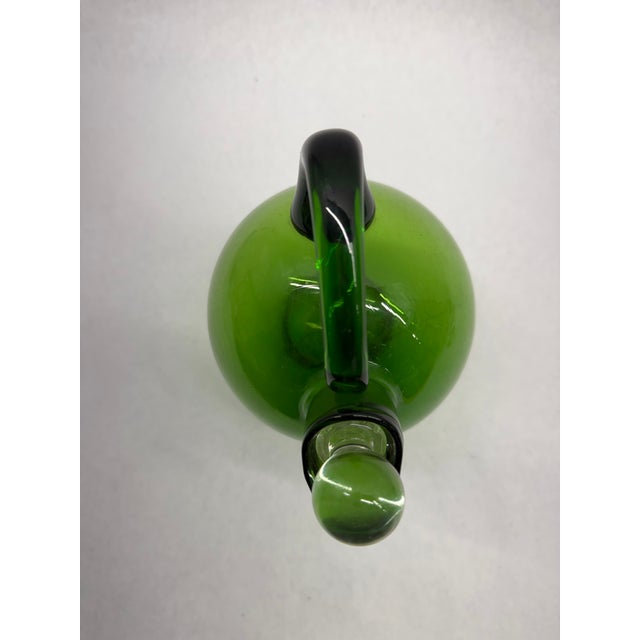 1960s 1960s Mid-Century Modern Hand-Blown Green Glass Globe Cruet Set With Stopper For Sale - Image 5 of 6