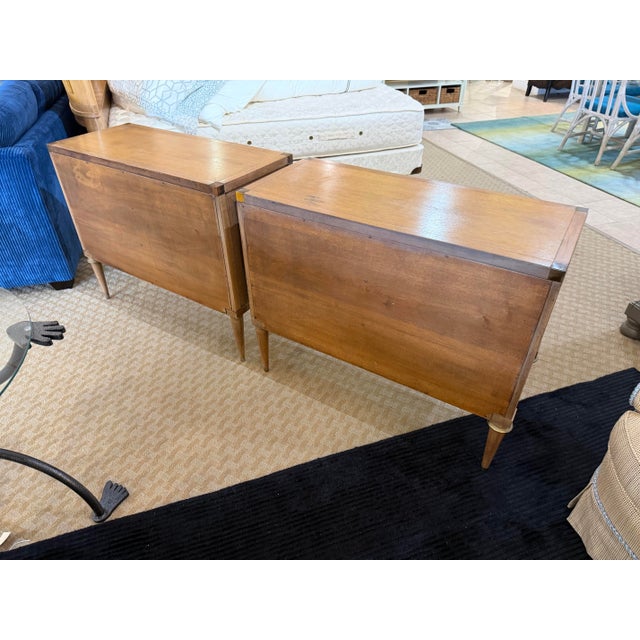 Late 20th Century Late 20th Century Pair of Italian Directoire Faux-6 Drawer Walnut Bachelor Chests, 2 Pieces For Sale - Image 5 of 7