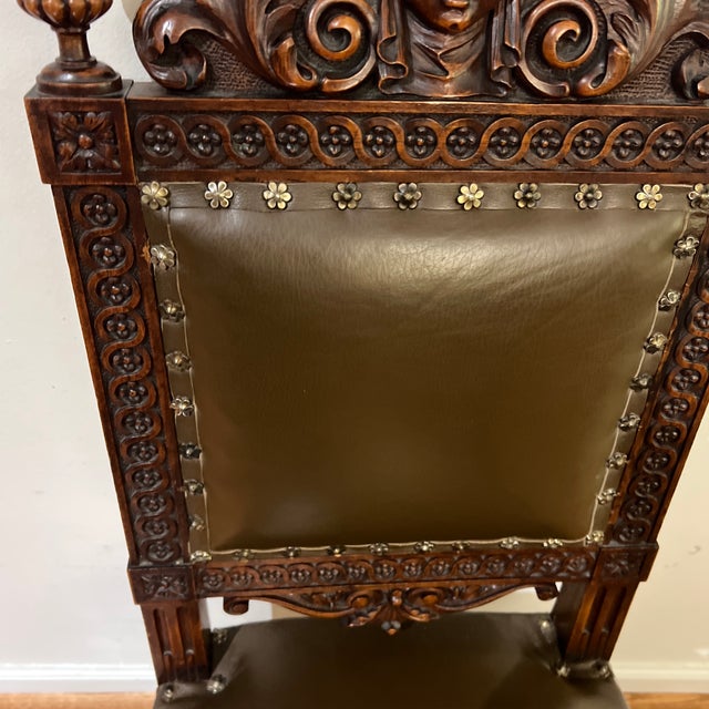 Mid 19th Century An Antique High-Back Side Chair or Small Throne Chair, in a Spanish Renaissance, Jacobean, or Louis XIII Style From the 19th Century. For Sale - Image 5 of 12