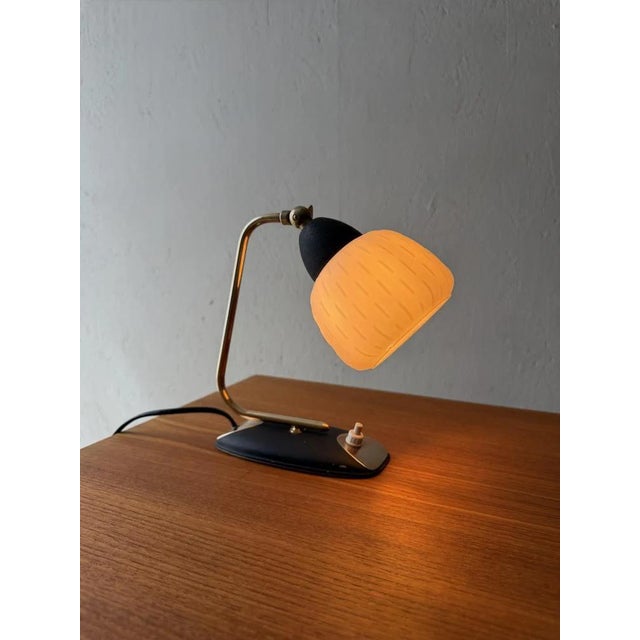 Vintage Brass and Frosted Glass Table Lamp For Sale - Image 6 of 11