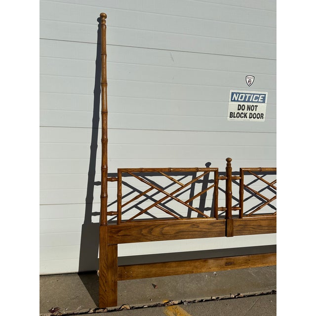 Chippendale Henredon Artefacts Faux Bambo King Headboard For Sale - Image 3 of 6