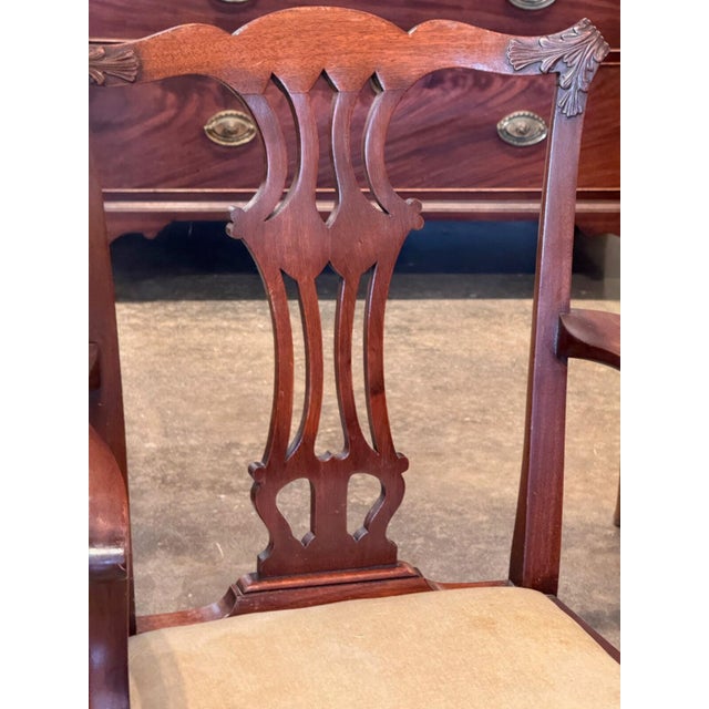 Brown Set of Four Mahogany Chippendale-Style Armchairs For Sale - Image 8 of 11