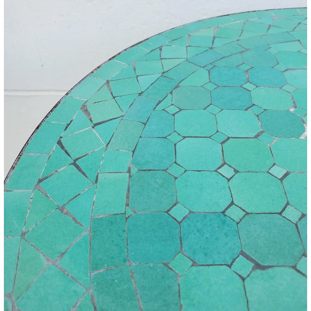 2020s 24" Aqua Moroccan Mosaic Table - Cr4 For Sale - Image 5 of 7