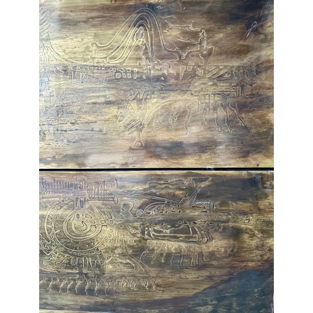 1970s Vintage Bernhard Rohne for Mastercraft Etched Brass Chest of Drawers For Sale - Image 5 of 5
