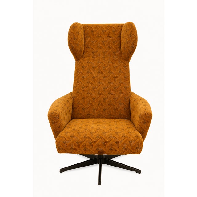 Vintage Wingback Swivel Lounge Chair from Dřevotvar Jablonné Nad Orlicí, 1970s For Sale - Image 11 of 11