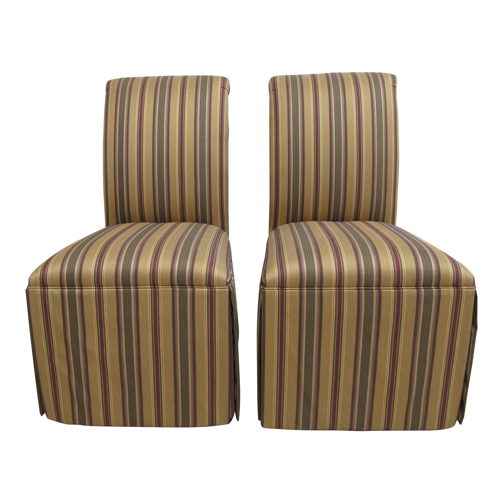 1990s Vintage Ethan Allen Skirted Dining Room Parsons Chairs a Pair