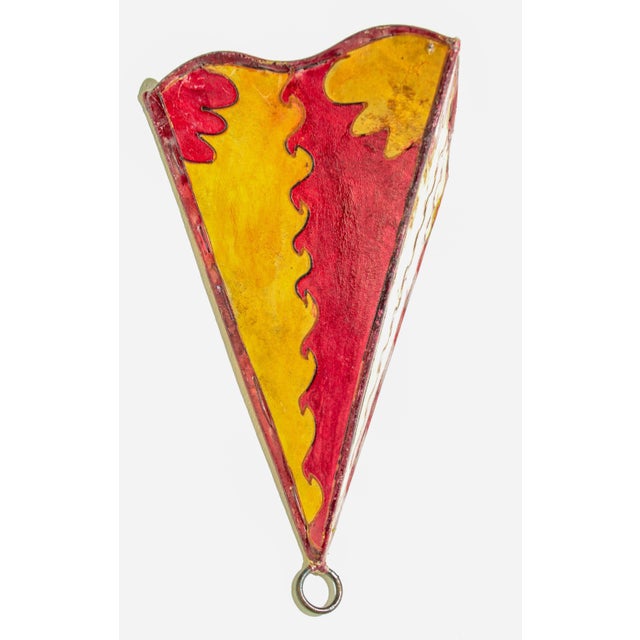 Handcrafted North African Art Wall Sconce in Red and Yellow For Sale - Image 4 of 10
