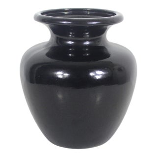 Black Ceramic Vase, W. Germany Scheurich Design, 202-18 Pottery MCM For Sale