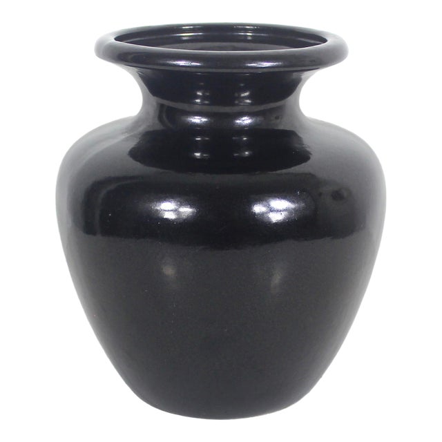 Black Ceramic Vase, W. Germany Scheurich Design, 202-18 Pottery MCM For Sale