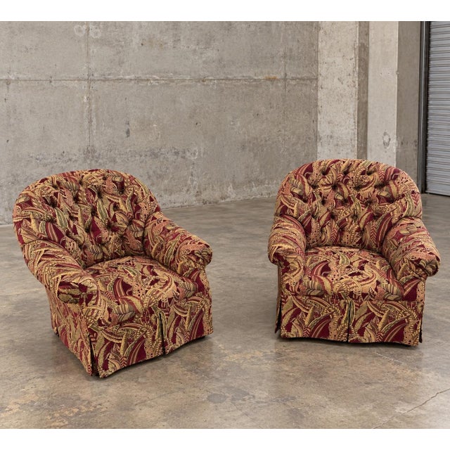 Custom High-End Burgundy Leaf Armchairs – LA Mart Design | 2 Available Designer armchairs crafted using premium fabric...