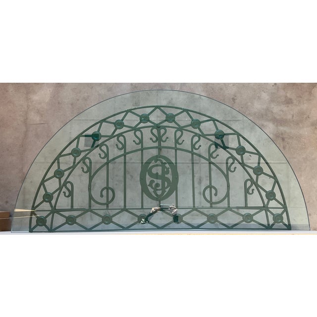 19th Spanish Wrought Iron Demilune Green Console Table For Sale - Image 9 of 12