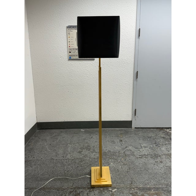 Restoration Hardware Restoration Hardware Clarke Open Brass Rectangle Floor Lamp For Sale - Image 4 of 12