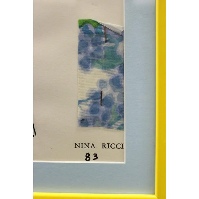 Nina Ricci 'Aster' 83 Watercolor Fashion Plate From a Beverly Hills Estate For Sale - Image 4 of 6