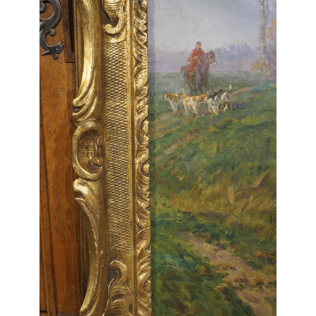 French The Beginning of the Hunt, French Oil Painting by Marie Calves (1883-1957) For Sale - Image 3 of 18