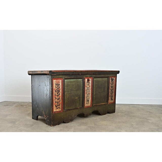 Late 18th Century Swedish 18th Century Painted Coffer-Trunk For Sale - Image 5 of 18