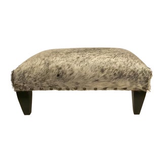 Modern Gray & Black Cowhide Ottoman For Sale