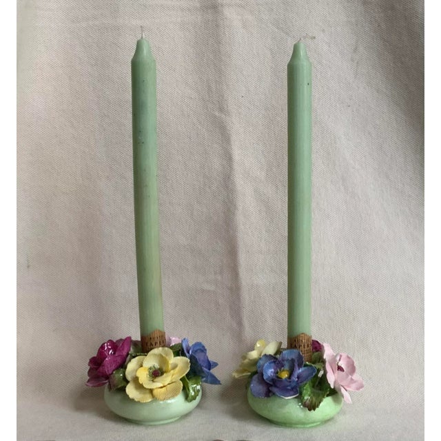 Pink Enchanting 1950s Denton Porcelain Floral Candleholders - Perfect for Warm Weather Entertaining For Sale - Image 8 of 9