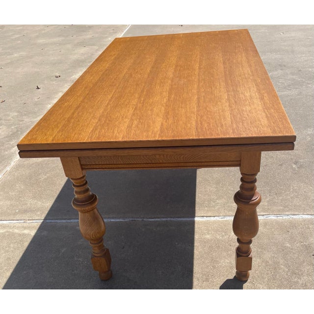 Mid 20th Century Vintage English Draw Leaf Dining Table For Sale - Image 5 of 12